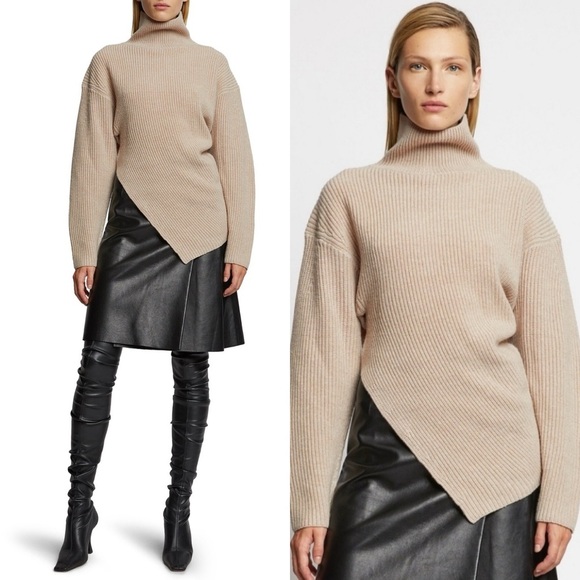 PROENZA SCHOULER Rib Asymmetrical Merino Wool Sweater - Picture 1 of 6